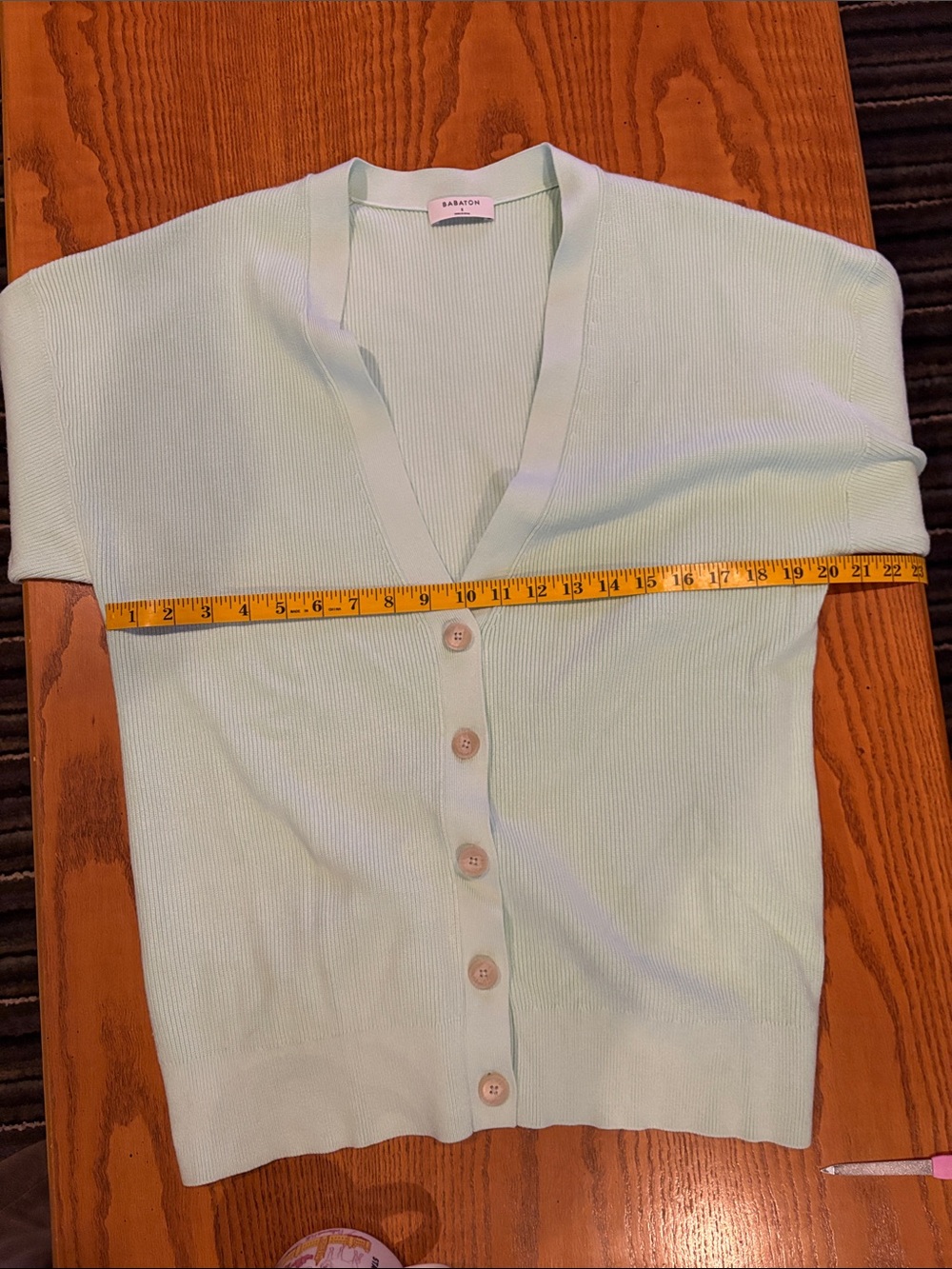 Babaton Light Mint Ribbed V-Neck Button Cardigan - Picture 9 of 9